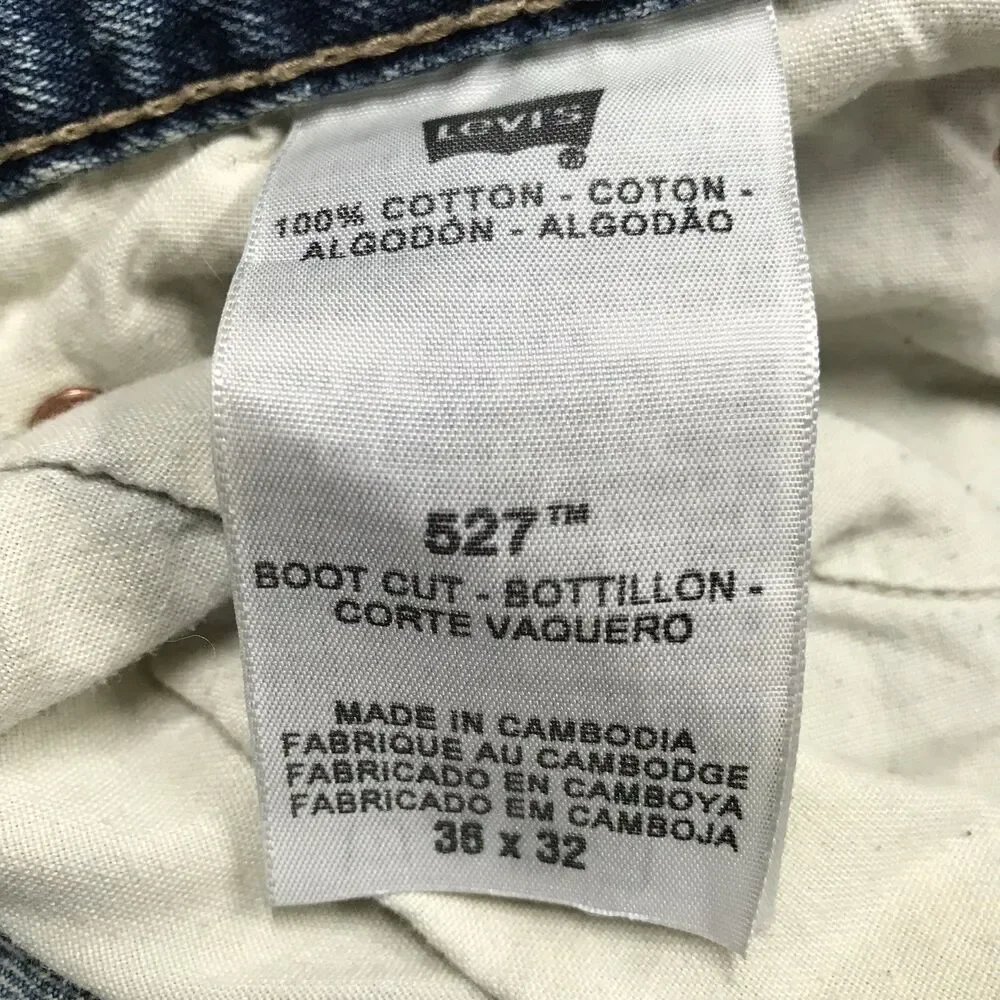 LEVIS 527 Boot Cut Jean Men 36x32 Faded Whisker Wash Skater Cowboy Western
